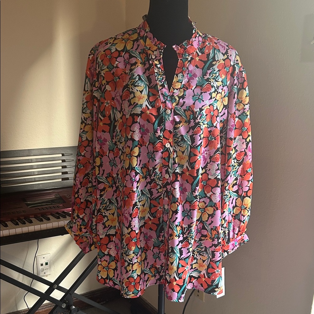Floral Button-Up Blouse